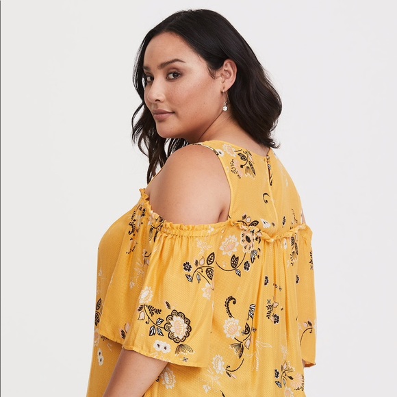 NWT Yellow Floral Gauze Blouse - Picture 3 of 5